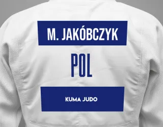 Judo GI with a backnumber showing the name Maria Jakóbczyk from KUMA JUDO