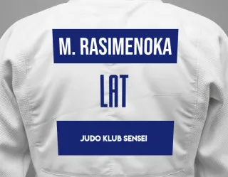 Judo GI with a backnumber showing the name Marija Rasimenoka from Judo Klub Sensei