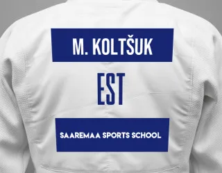 Judo GI with a backnumber showing the name Marileen Koltšuk from Saaremaa Sports School
