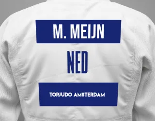 Judo GI with a backnumber showing the name Marissa Meijn from TopJudo Amsterdam