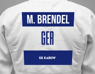 Judo GI with a backnumber showing the name Mark  Brendel from KK Karow