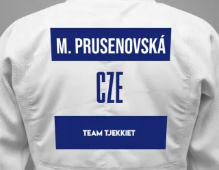 Judo GI with a backnumber showing the name Markéta Prusenovská from Team Tjekkiet