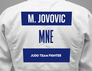 Judo GI with a backnumber showing the name Marko Jovovic from Judo Team Fighter