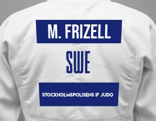 Judo GI with a backnumber showing the name Märta Frizell from Stockholmspolisens IF Judo