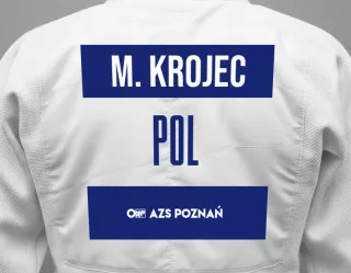 Judo GI with a backnumber showing the name Marta Krojec from OŚ AZS Poznań