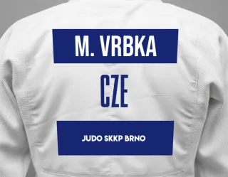 Judo GI with a backnumber showing the name Martin Vrbka from Judo Skkp Brno