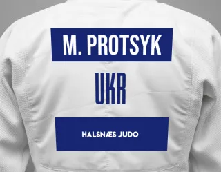 Judo GI with a backnumber showing the name Maryna Protsyk from Halsnæs Judo