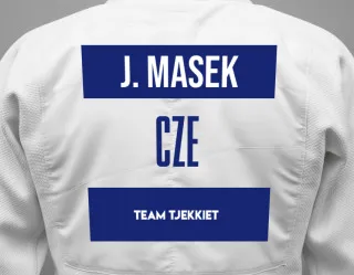 Judo GI with a backnumber showing the name Jan Masek from Team Tjekkiet