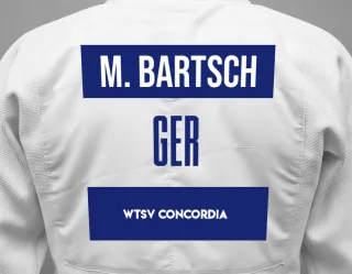 Judo GI with a backnumber showing the name Mathilda Bartsch from WTSV Concordia