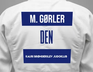 Judo GI with a backnumber showing the name Mathilde Gørler from Kauri Brønderslev Judoklub