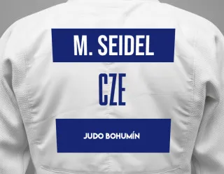 Judo GI with a backnumber showing the name Matěj Seidel from JUDO Bohumín