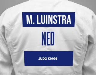 Judo GI with a backnumber showing the name Matthijs Luinstra from Judo Kings