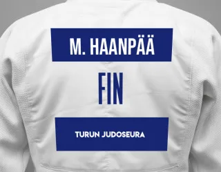 Judo GI with a backnumber showing the name Mauno Haanpää from Turun Judoseura