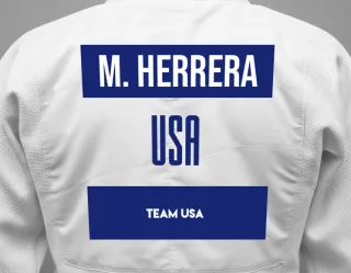 Judo GI with a backnumber showing the name Melissa Herrera from Team USA