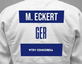 Judo GI with a backnumber showing the name Mia Eckert from WTSV Concordia