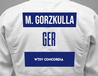 Judo GI with a backnumber showing the name Mia Gorzkulla from WTSV Concordia