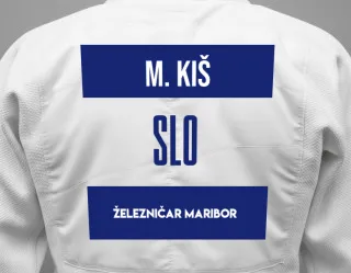 Judo GI with a backnumber showing the name Mia Kiš from ŽELEZNIČAR MARIBOR