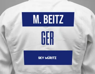Judo GI with a backnumber showing the name Michael Beitz from SKV Müritz