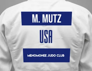 Judo GI with a backnumber showing the name Michael Mutz from Menomonee Judo Club