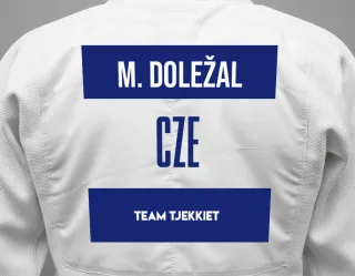 Judo GI with a backnumber showing the name Michal Doležal from Team Tjekkiet
