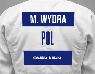 Judo GI with a backnumber showing the name Michal Wydra from Gwardia  B-Biała