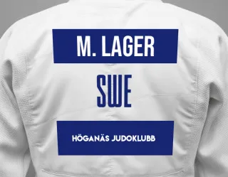 Judo GI with a backnumber showing the name Mikaela Lager from Höganäs Judoklubb