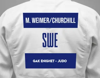 Judo GI with a backnumber showing the name Milo Weimer/churchill from GAK Enighet - Judo