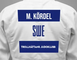 Judo GI with a backnumber showing the name Mira Kördel from Trollhättans Judoklubb