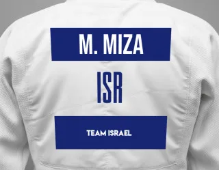 Judo GI with a backnumber showing the name Mishel Miza from Team Israel