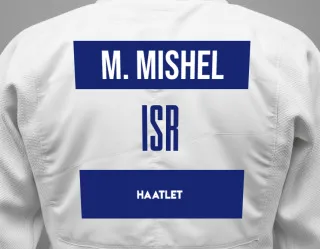 Judo GI with a backnumber showing the name Miza Mishel from Haatlet