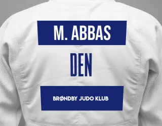 Judo GI with a backnumber showing the name Mohammad Abbas from Brøndby Judo Klub