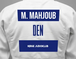Judo GI with a backnumber showing the name Mohammed Mahjoub from Køge Judoklub