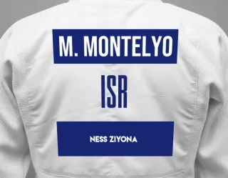 Judo GI with a backnumber showing the name Mori Montelyo from Ness Ziyona