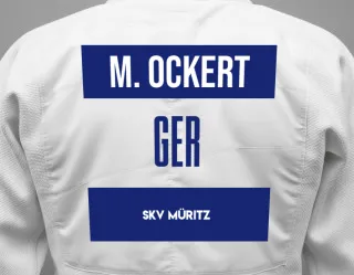 Judo GI with a backnumber showing the name Moritz Ockert from SKV Müritz