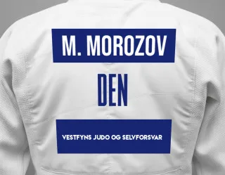 Judo GI with a backnumber showing the name Mykola Morozov from Vestfyns Judo og Selvforsvar