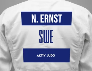 Judo GI with a backnumber showing the name Nellie Ernst from Aktiv Judo