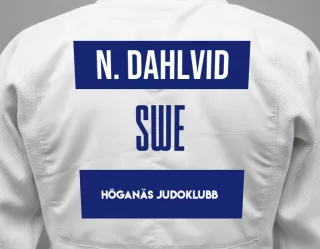 Judo GI with a backnumber showing the name Neo Dahlvid from Höganäs Judoklubb