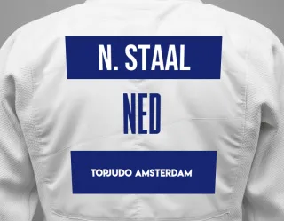 Judo GI with a backnumber showing the name Nico Staal from TopJudo Amsterdam