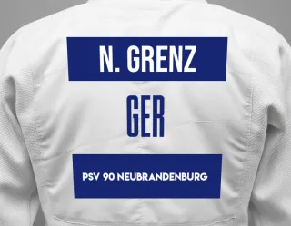 Judo GI with a backnumber showing the name Niklas  Grenz from PSV 90 Neubrandenburg