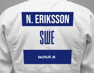Judo GI with a backnumber showing the name Nilo Eriksson from Saltsjö JK