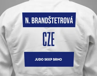 Judo GI with a backnumber showing the name Nina Brandštetrová from Judo Skkp Brno