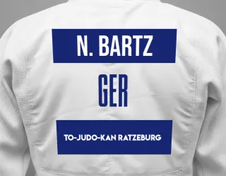 Judo GI with a backnumber showing the name Noah Bartz from To-Judo-Kan Ratzeburg