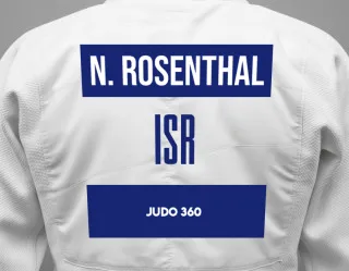 Judo GI with a backnumber showing the name Noam Rosenthal from Judo 360