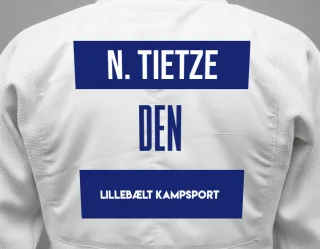 Judo GI with a backnumber showing the name Nor Tietze from Lillebælt Kampsport