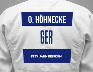Judo GI with a backnumber showing the name Ole Höhnecke from FTSV Jahn Brinkum