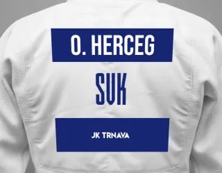 Judo GI with a backnumber showing the name Oliver Herceg from JK TRNAVA