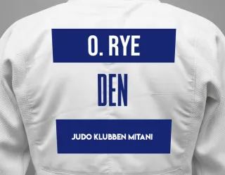 Judo GI with a backnumber showing the name Oliver Ingeberg Rye from Judo Klubben Mitani