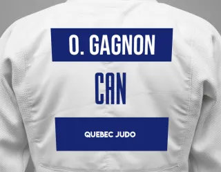 Judo GI with a backnumber showing the name Olivier Gagnon from Quebec Judo