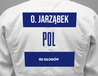 Judo GI with a backnumber showing the name Oliwia Jarząbek from IGI Głogów