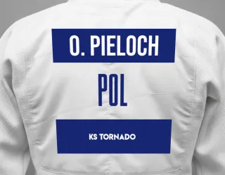Judo GI with a backnumber showing the name Oliwia Pieloch from KS Tornado